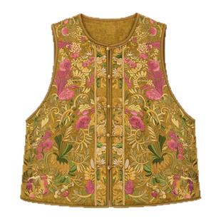 宫小妍【苗绣· 山川织梦】真丝25春新中式外穿坎肩马甲