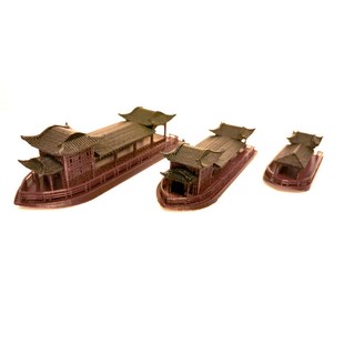 钰书房新品盆景假山吸水石鱼缸装饰配件微景观西湖游船3D打印摆件
