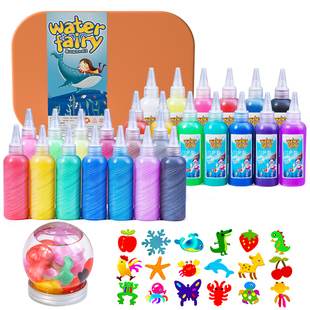 儿童水拓画套装浮水画颜料水影画材料幼儿画画diy涂鸦工具湿拓画