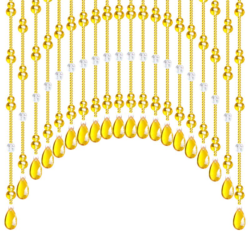 贸登葫芦珠帘金黄色免打孔隔断帘