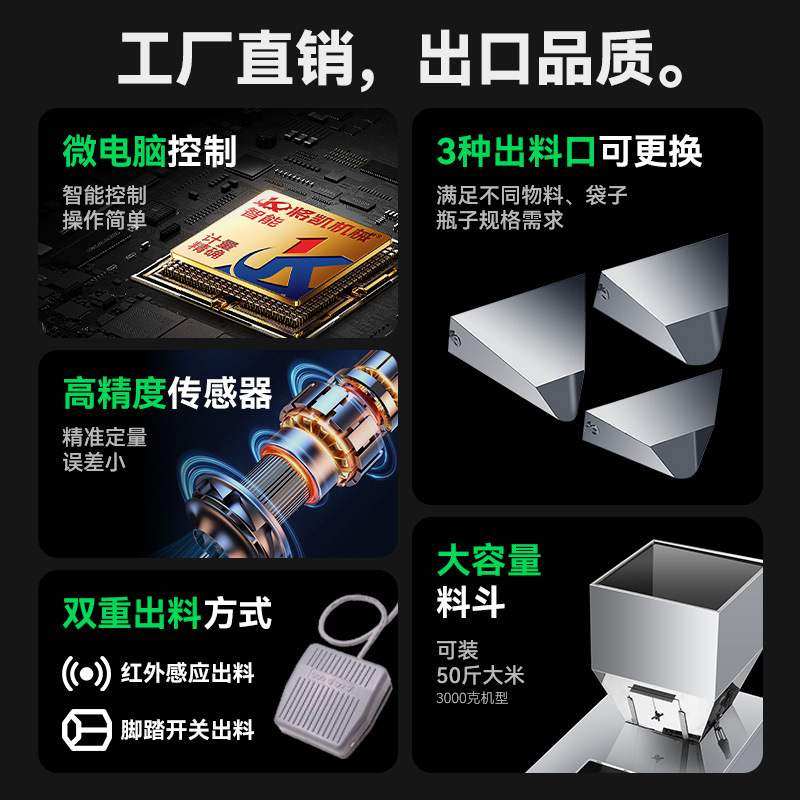 洲达30--2500G颗粒大米分装机称重全自动粉末定量五谷杂粮灌装机,五金/工具,颗粒机,淘宝优惠券,粉丝福利购,淘宝优惠卷