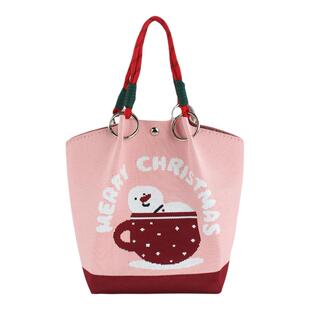 针织卡通伴手礼针织背心小方包女士手提包小众设计节庆礼品袋大号