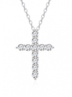 Witther小众十字架吊坠项链韩版高级感个性嘻哈满钻锁骨链轻奢女