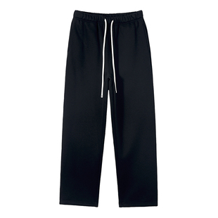 美式宽松运动裤国潮垂感慵懒松弛感裤子纯色黑色直筒裤健身男裤子