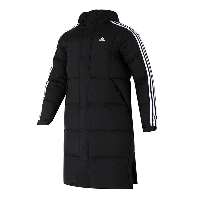 正品Adidas阿迪达斯男女情侣三条杠长款保暖羽绒服IT8713 IT8714