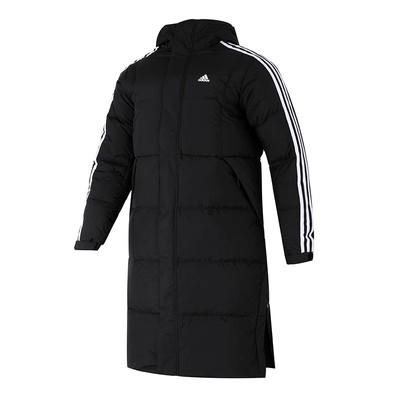 阿迪达斯连帽男女保暖过膝羽绒服