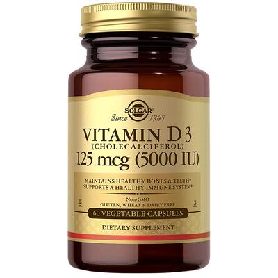 Solgar美国进口维生素D3胶囊5000iu含量VD3成人促钙吸收骨骼健康