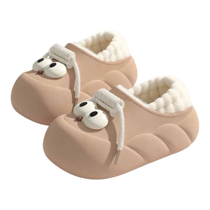 防水棉鞋女冬季外穿包跟保暖厚底加绒室内居家用防滑少女心棉拖鞋