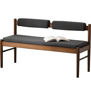 现代简约餐椅软包坐垫长条凳子实木带靠背换鞋凳门口家用沙发凳子