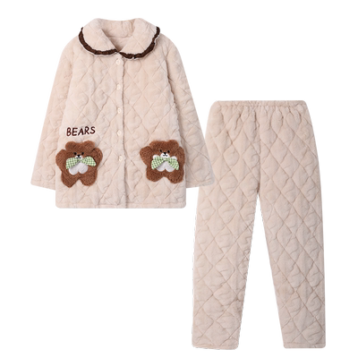 珊瑚绒三层加厚加绒家居服