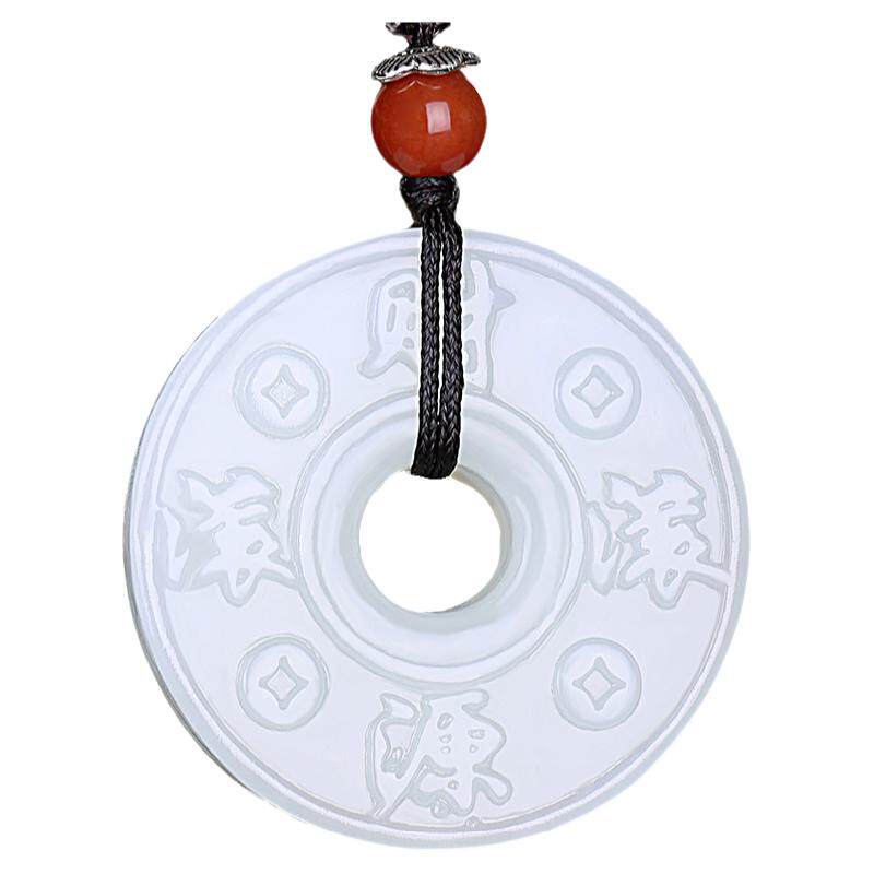 新疆和田玉六字箴言吊坠平安扣