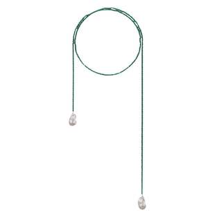 小众设计天然巴洛克珍珠长项链绿砂石水晶系绳轻奢高级感潮锁骨链