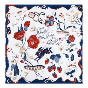 xinuosichou惜诺 随想花园 设计师原创真丝中方巾 桑蚕丝丝巾系脖