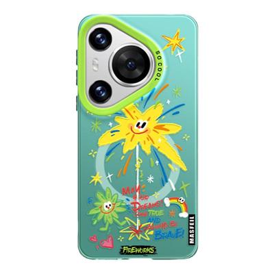 ANGYING × 快乐的烟花适用华为Pura80手机壳磁吸p70/p60pro新款时尚p50创意软边p40带支架防摔保护套70Ultra