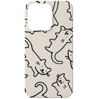 简约线条猫咪设计苹果16手机硬壳