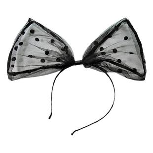 儿童发饰超大蝴蝶结发箍女童头饰黑色网纱发卡女孩可爱兔耳朵头箍