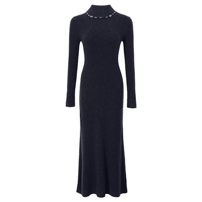 BLANCORE羊绒羊毛高领收腰连衣裙