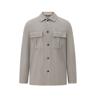 BONI/堡尼秋冬新品商务翻领短款茄克休闲衬衫款夹克衫男FS584251C