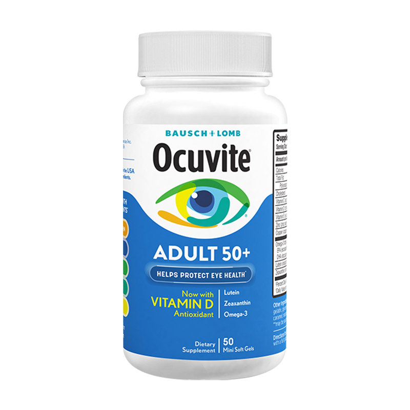 Ocuvite博士伦叶黄素鱼油美国护眼软胶囊维D抗蓝光老年人50粒正品