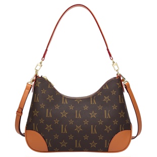 LK轻奢包包单肩老花牛角包2026新款小众腋下包通勤高级感斜挎包女