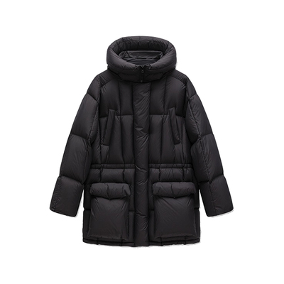 白弓超轻特供90白鸭绒滑雪设计感廓形中长款羽绒服外套女冬56730