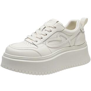 百丽简约厚底增高板鞋子女2026春新款百搭休闲小白鞋B3013AM6