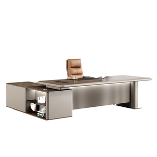 老板桌总裁桌带灯高端轻奢网红现代董事长办公桌总经理办公室桌椅