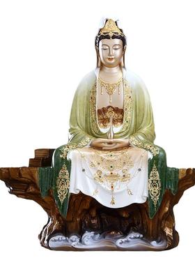 铜掐丝叠染镶宝观音菩萨佛像摆件