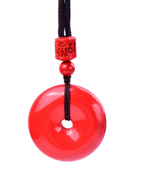 正品高含量朱砂平安扣项链送礼