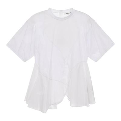 ENFOLD 女士时尚拼接短袖不规则下摆T恤银泰百货精品 301574