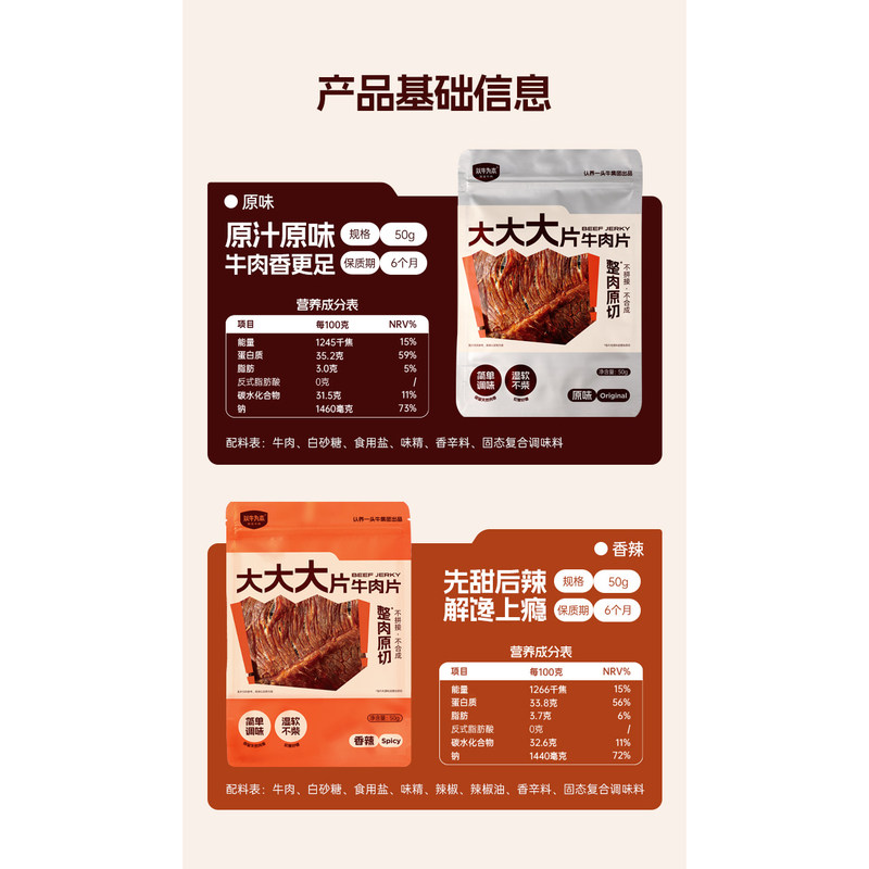 【以牛为本】原切大片牛肉片温州风味湿软牛肉干追剧解馋健身零食