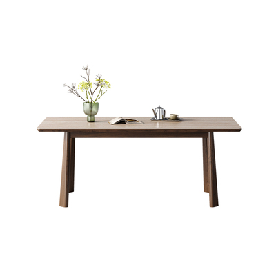 德利丰洞石岩板餐桌长方形中古风