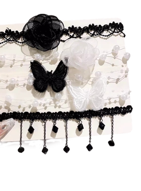 黑色颈带项链女夏季气质锁骨链