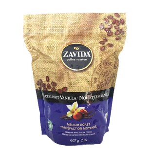 加拿大zavida榛子香草味咖啡豆阿拉比卡进口原装中度烘焙袋装907g
