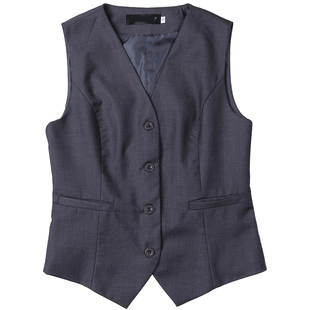 灰色马甲套装女春夏季三件套修身职业正装马夹酒店售楼前台工作服