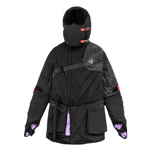 不作恶「镖客棉衣」中国风赛博朋克中长款黑色连帽棉衣外套冬款