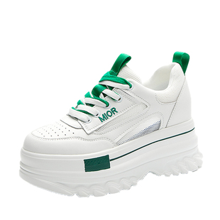 内增高小白鞋女2025冬季新款网鞋女镂空网面透气薄款凉鞋老爹女鞋