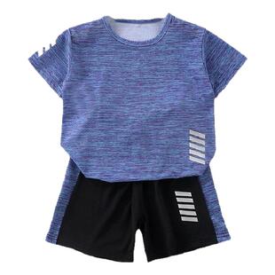 夏季儿童时尚速干短袖套装男女童跑步运动休闲衣服中大童T恤短裤