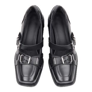 asthershop原创 黑色浅口小猪鼻平跟单鞋