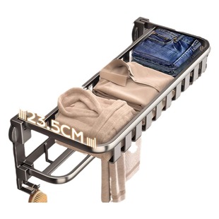 吸盘浴巾架卫生间浴室收纳置物架子厕所免打孔壁挂毛巾架一体挂杆