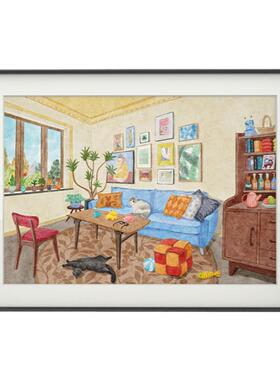 高级客厅挂画新款手绘电表箱壁画