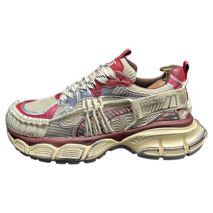 高端手工男鞋2025新款透气老爹鞋复古擦色脏脏鞋厚底运动休闲鞋子