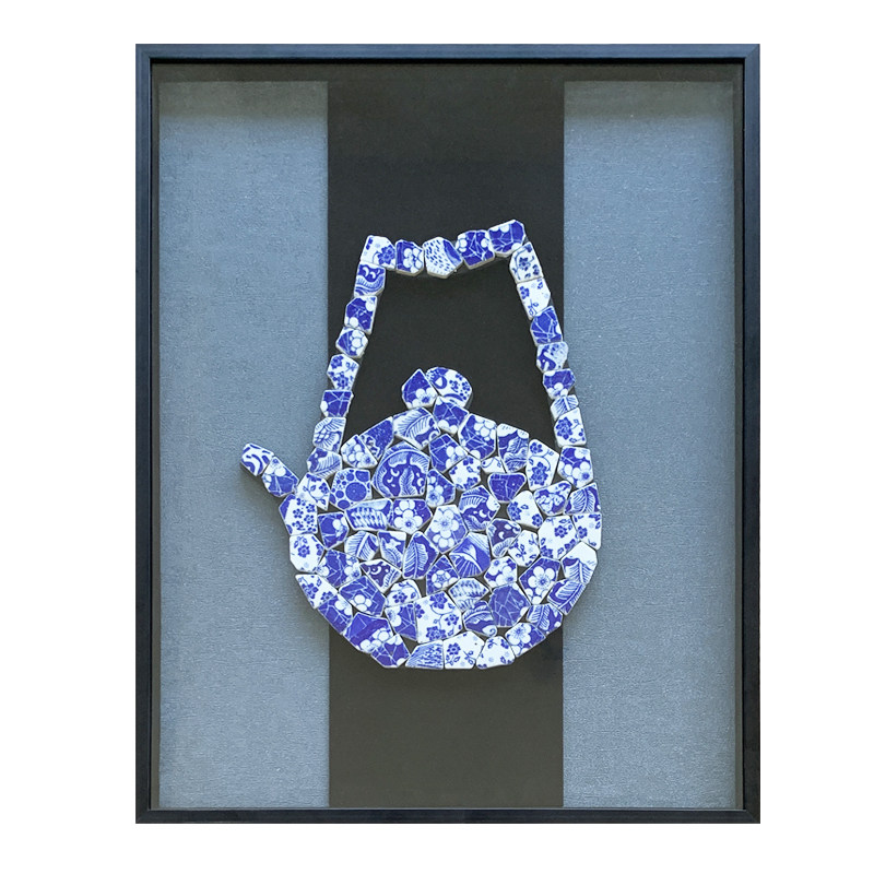 实物装饰画青花瓷茶壶实物画