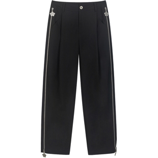 【小花人】bosie春夏季新款直筒西裤男情侣撞色侧拉链休闲裤子潮