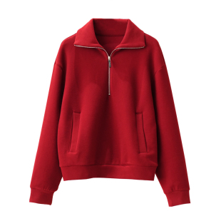 单件拍 380g 空气层 女士翻领卫衣立领上衣弯刀长裤秋冬女装