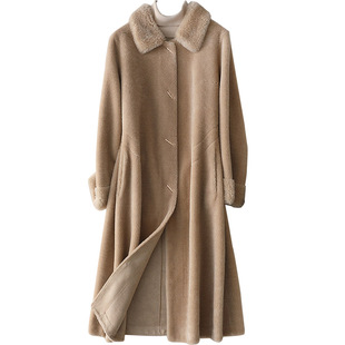 羊剪绒大衣女新款2025冬装中长款优雅中年妈妈羊羔毛颗粒皮草外套