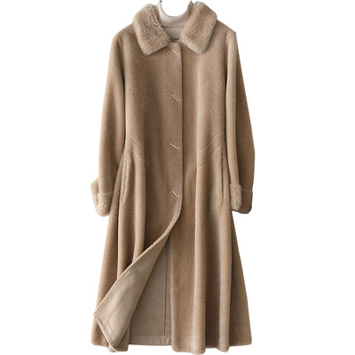 羊剪绒大衣中年妈妈皮草外套颗粒