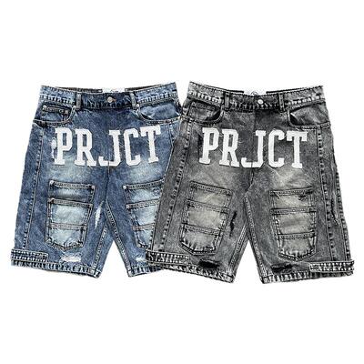 Project Capri Emergency jeans 字母刺绣休闲牛仔短裤