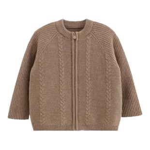 whitewheat儿童2025冬季新款拉链羊绒羊毛男宝女童毛衣厚针织衫