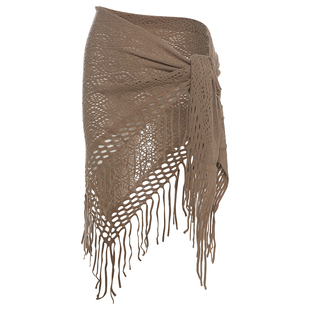 怪诞女孩 波西米亚风情流苏针织三角巾金属钱币腰链跳舞配饰屁帘